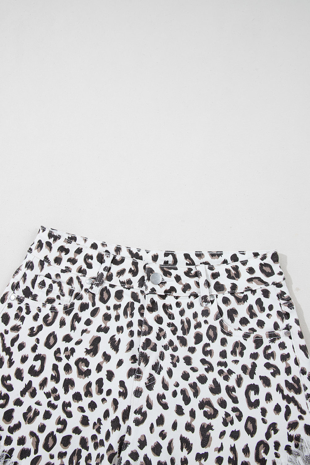 Mandy Leopard Frayed Hem Denim Shorts