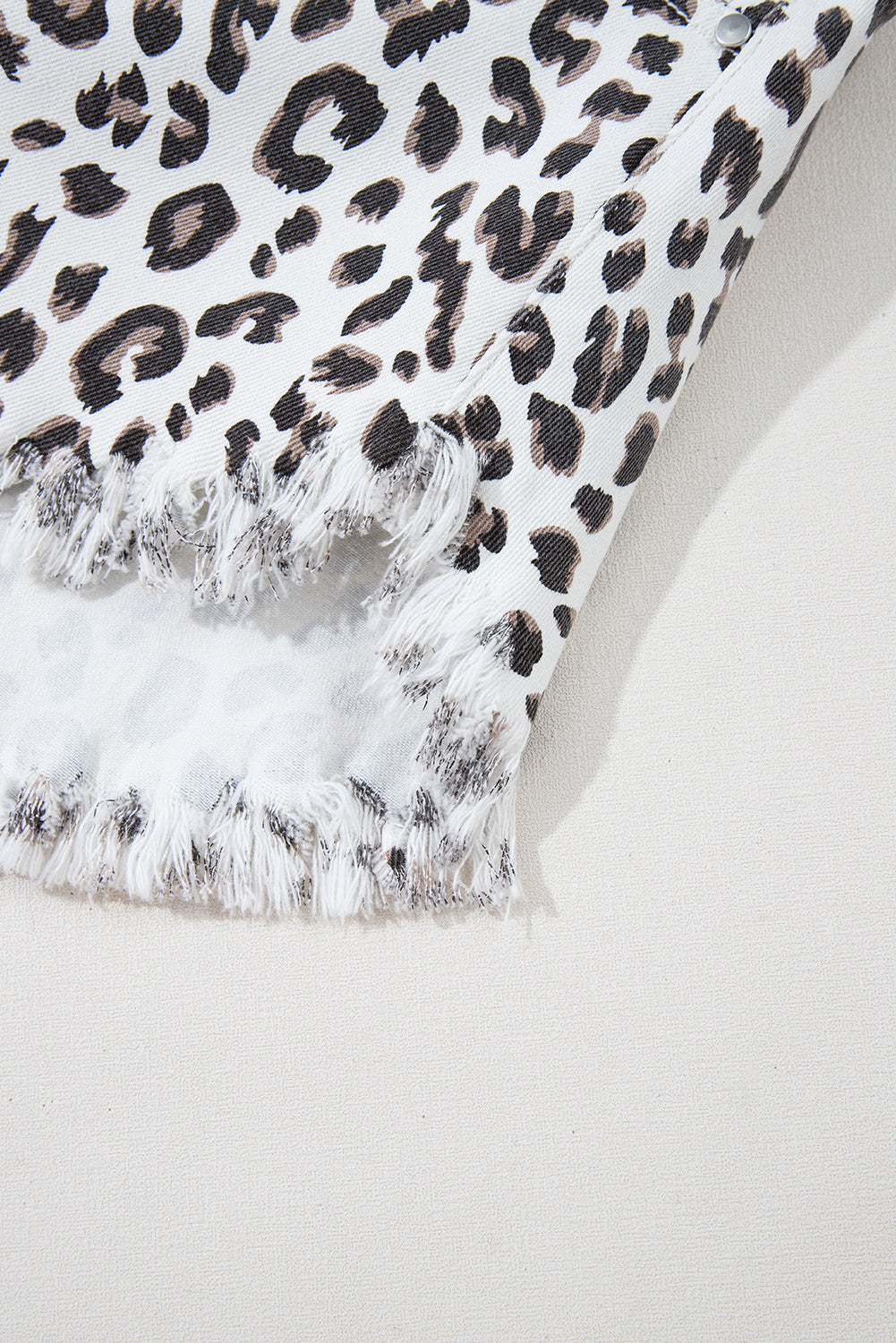 Mandy Leopard Frayed Hem Denim Shorts