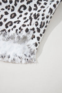 Mandy Leopard Frayed Hem Denim Shorts