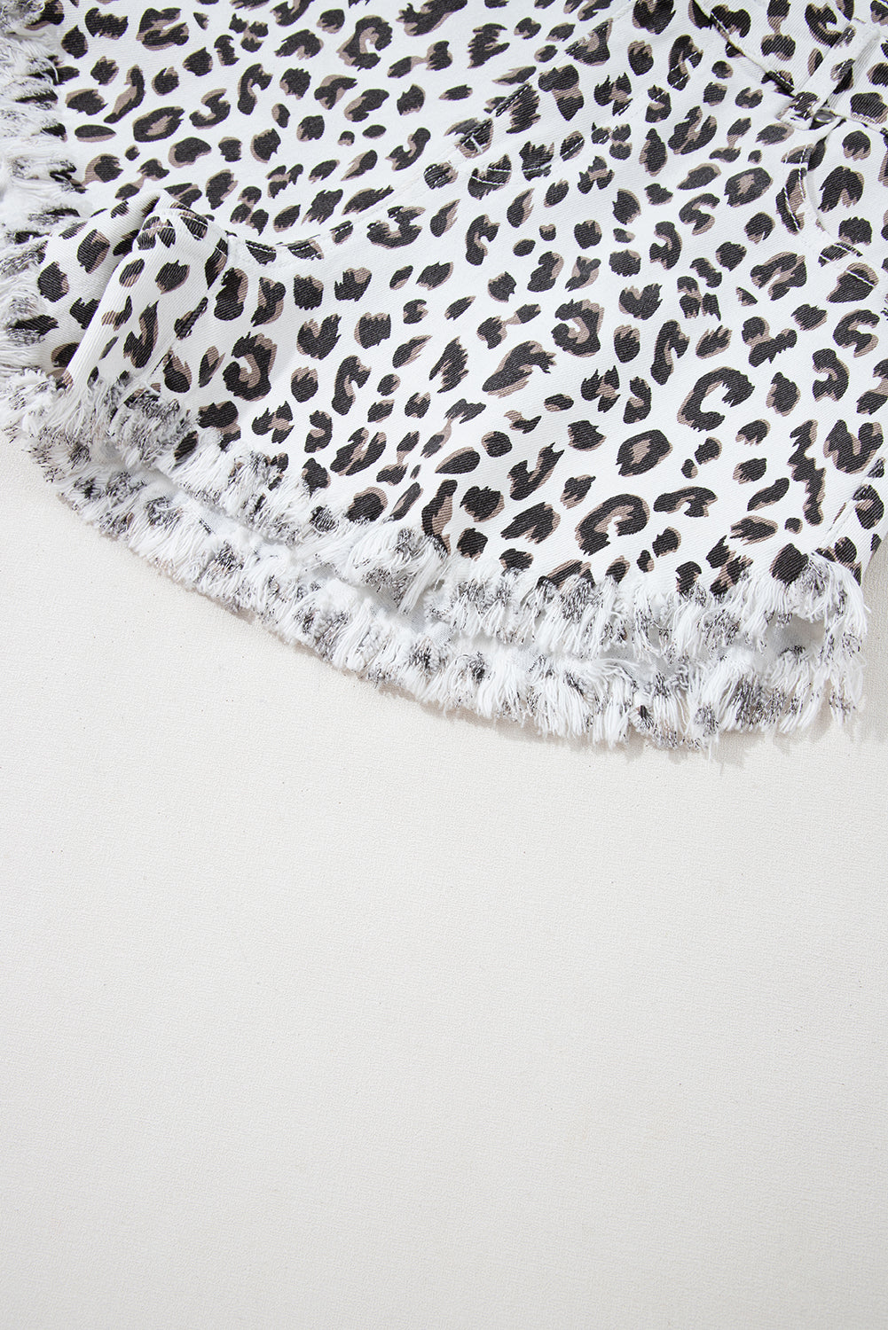 Mandy Leopard Frayed Hem Denim Shorts