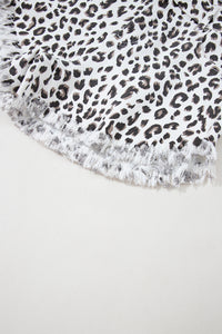 Mandy Leopard Frayed Hem Denim Shorts