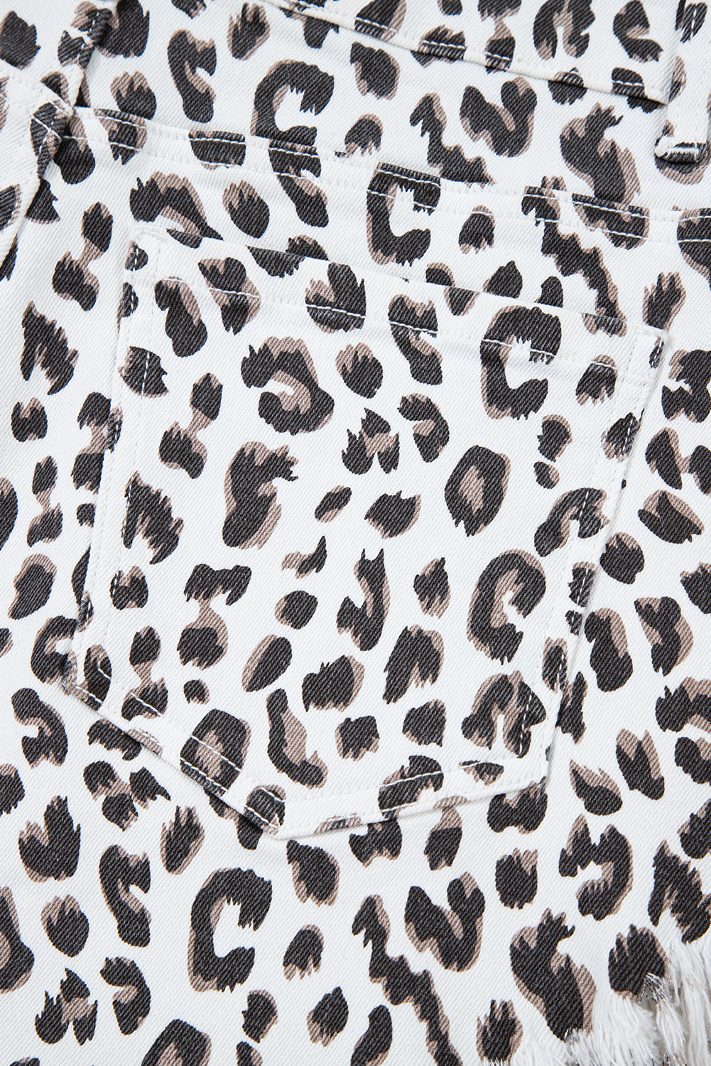 Mandy Leopard Frayed Hem Denim Shorts