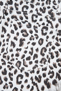 Mandy Leopard Frayed Hem Denim Shorts