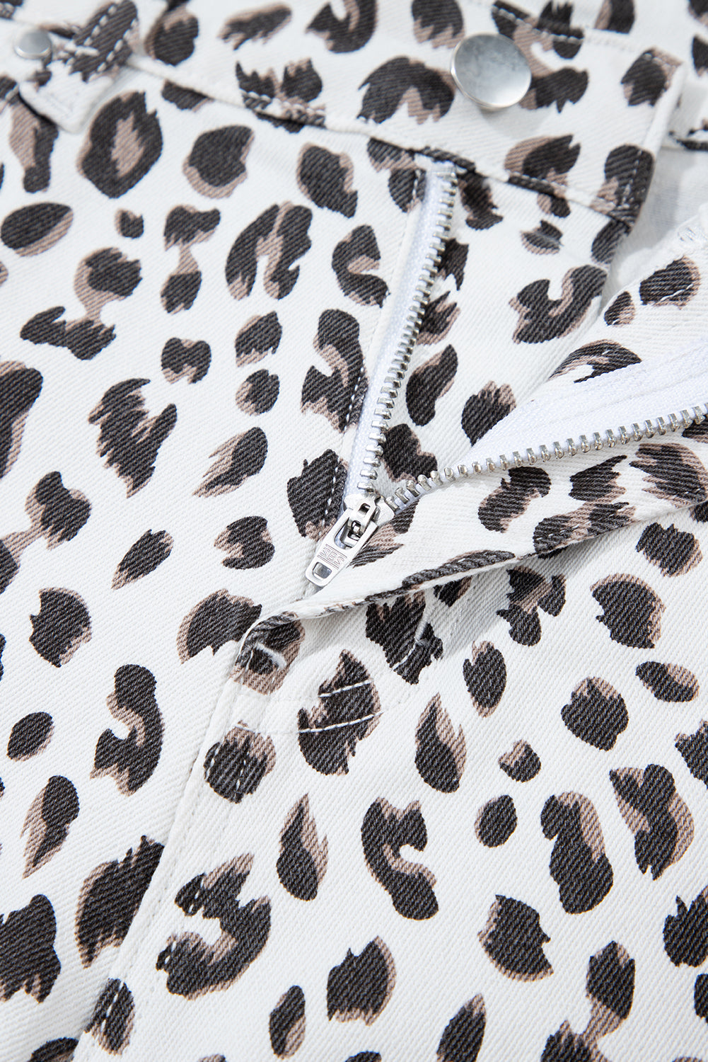 Mandy Leopard Frayed Hem Denim Shorts