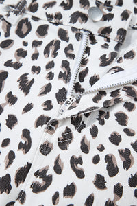 Mandy Leopard Frayed Hem Denim Shorts