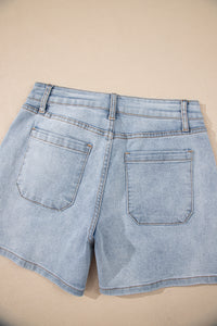 Lacy Light Wash Denim Shorts with 4" Inseam