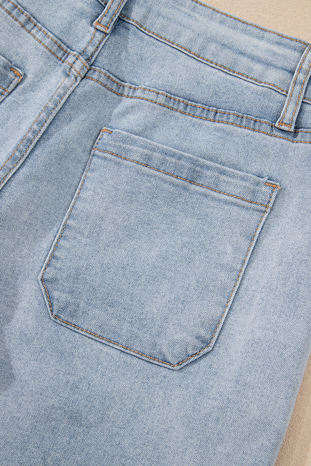 Lacy Light Wash Denim Shorts with 4" Inseam