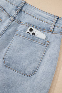 Lacy Light Wash Denim Shorts with 4" Inseam