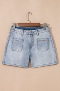 Lacy Light Wash Denim Shorts with 4" Inseam