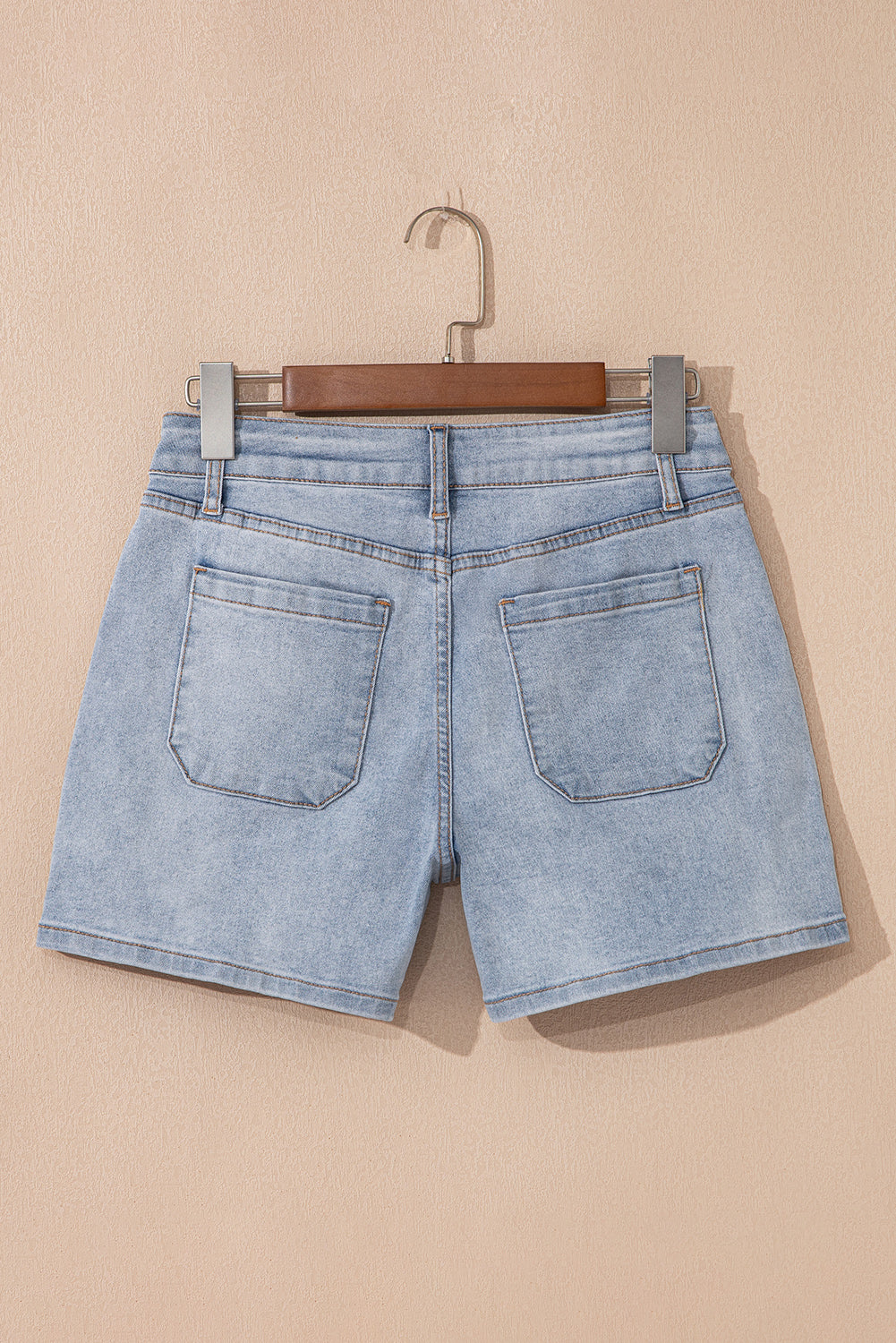 Lacy Light Wash Denim Shorts with 4" Inseam