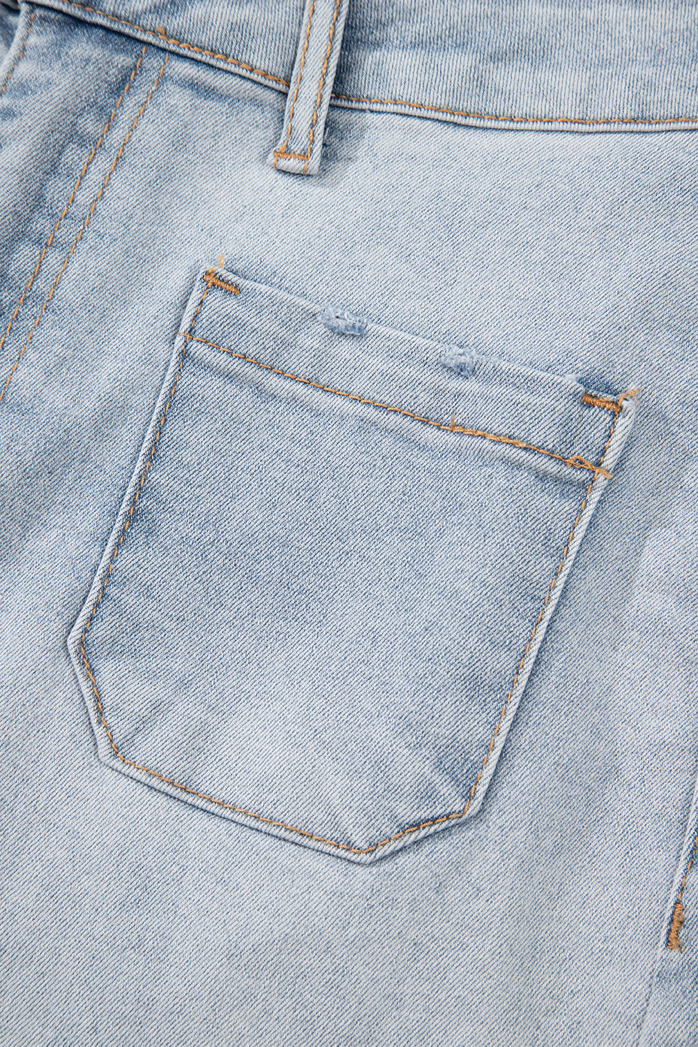 Lacy Light Wash Denim Shorts with 4" Inseam
