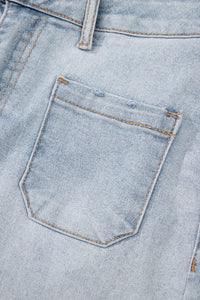 Lacy Light Wash Denim Shorts with 4" Inseam