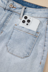Lacy Light Wash Denim Shorts with 4" Inseam