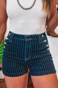 Sandra Blue Striped Denim Shorts