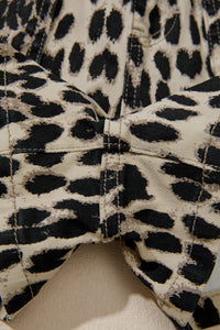Leopard Print Drawstring Waistband Mid-Rise Denim Shorts