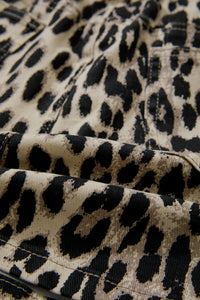 Leopard Print Drawstring Waistband Mid-Rise Denim Shorts