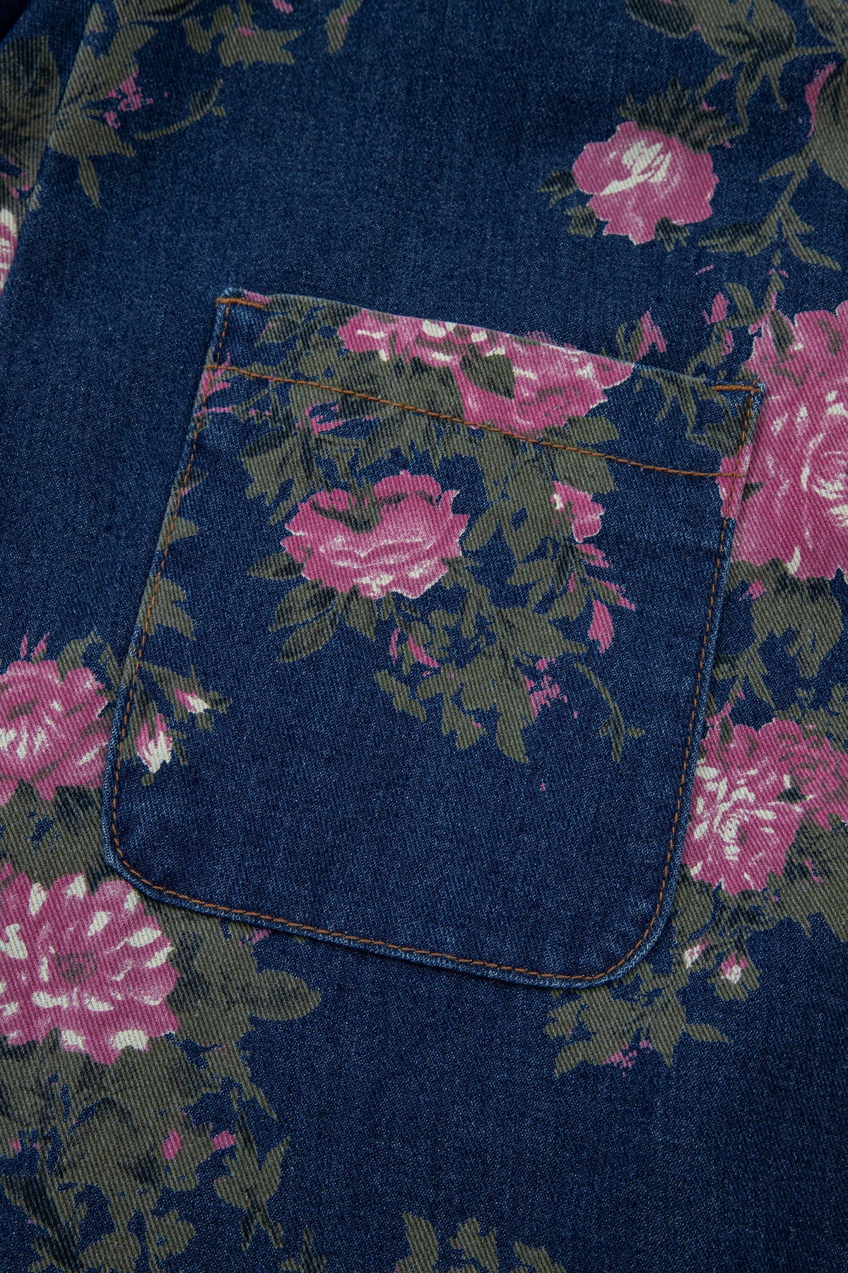 Floral-Printed Wide Leg Soft Denim Loose Fit Overalls