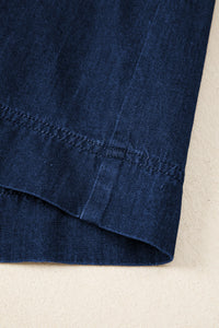 Patricia (Dark Wash) 100% Cotton Midi Denim Dress w/Bubble Sleeves