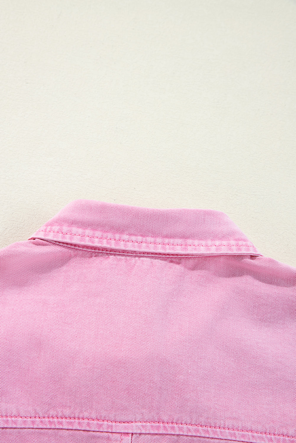 Pink Short Sleeve Denim Shirt Dress with Chest & Side Pockets