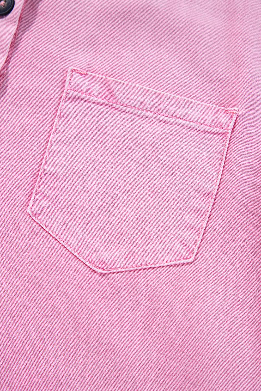 Pink Short Sleeve Denim Shirt Dress with Chest & Side Pockets