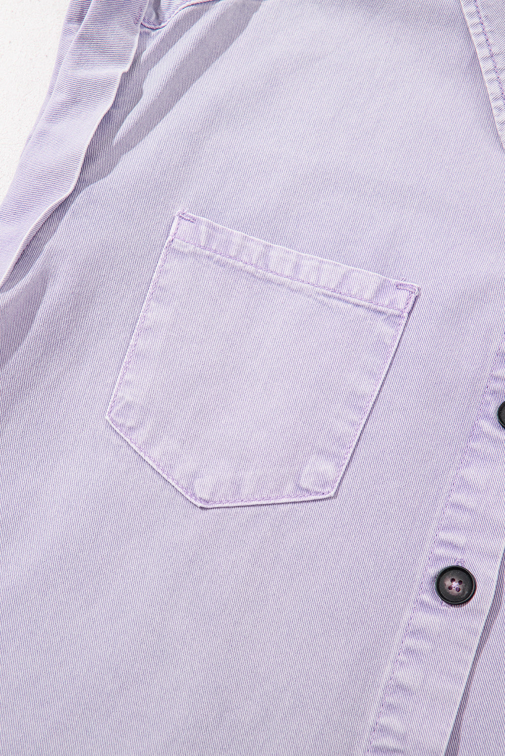 Light Purple Short Sleeve Denim Shirt Dress with Chest & Side Pockets