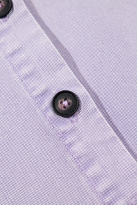 Light Purple Short Sleeve Denim Shirt Dress with Chest & Side Pockets