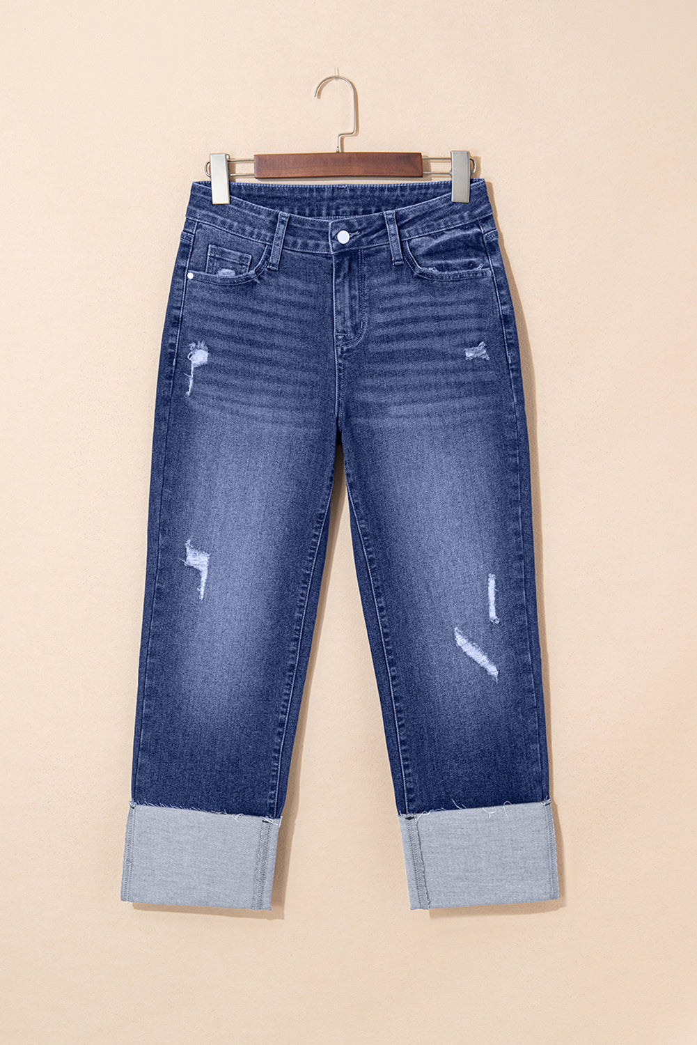 Tasha Dark Wash Straight Leg High-Rise Jeans w/Cuff