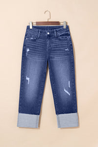Tasha Dark Wash Straight Leg High-Rise Jeans w/Cuff
