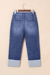 Tasha Dark Wash Straight Leg High-Rise Jeans w/Cuff