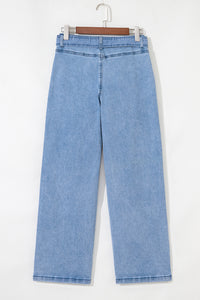 Penny Denim-Tied Sash Wide Leg Blue Jeans