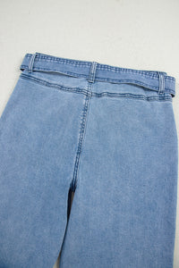 Penny Denim-Tied Sash Wide Leg Blue Jeans