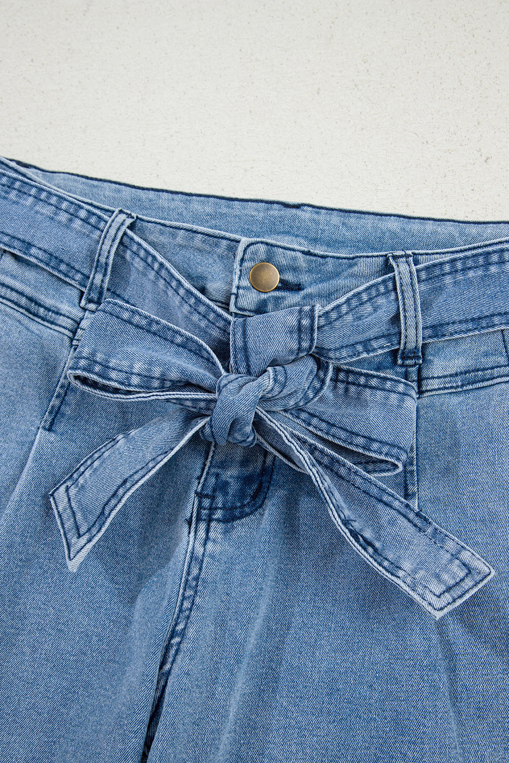Penny Denim-Tied Sash Wide Leg Blue Jeans