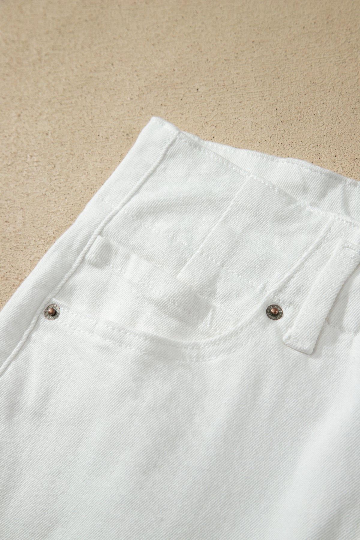 Abby (White) High-Rise Double Button Denim Jeans