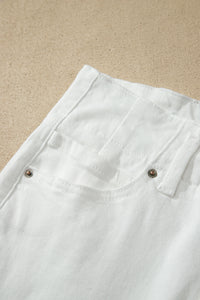 Abby (White) High-Rise Double Button Denim Jeans