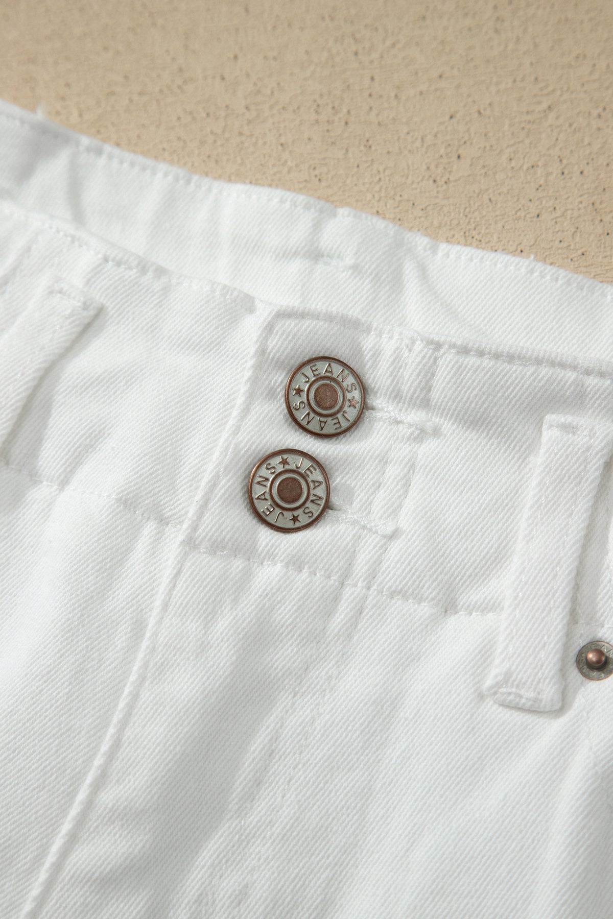 Abby (White) High-Rise Double Button Denim Jeans