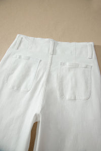 Abby (White) High-Rise Double Button Denim Jeans