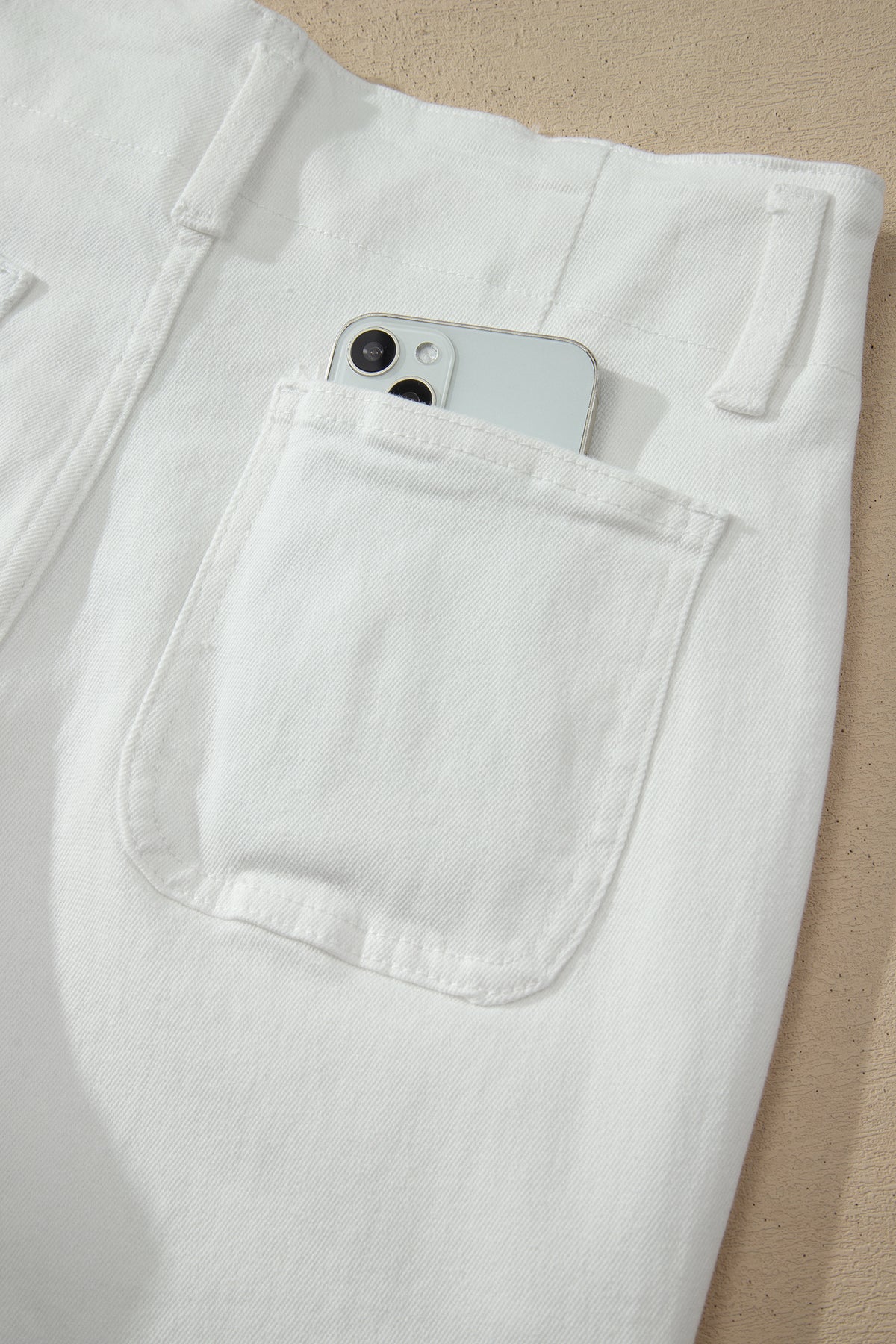 Abby (White) High-Rise Double Button Denim Jeans
