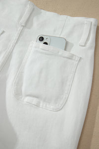 Abby (White) High-Rise Double Button Denim Jeans
