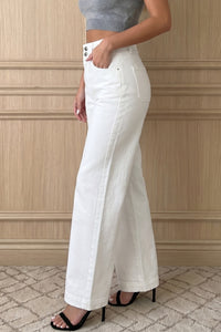 Abby (White) High-Rise Double Button Denim Jeans
