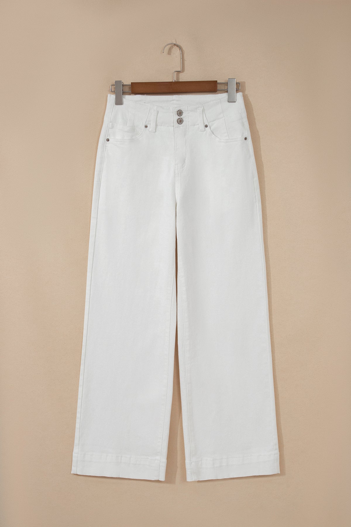 Abby (White) High-Rise Double Button Denim Jeans