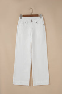 Abby (White) High-Rise Double Button Denim Jeans