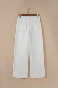 Abby (White) High-Rise Double Button Denim Jeans