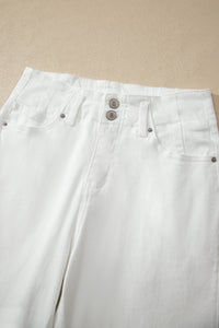 Abby (White) High-Rise Double Button Denim Jeans