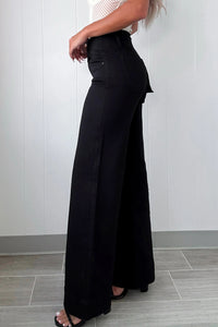 Abby (Black) High-Rise Double Button Denim Jeans