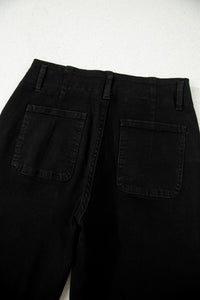 Abby (Black) High-Rise Double Button Denim Jeans