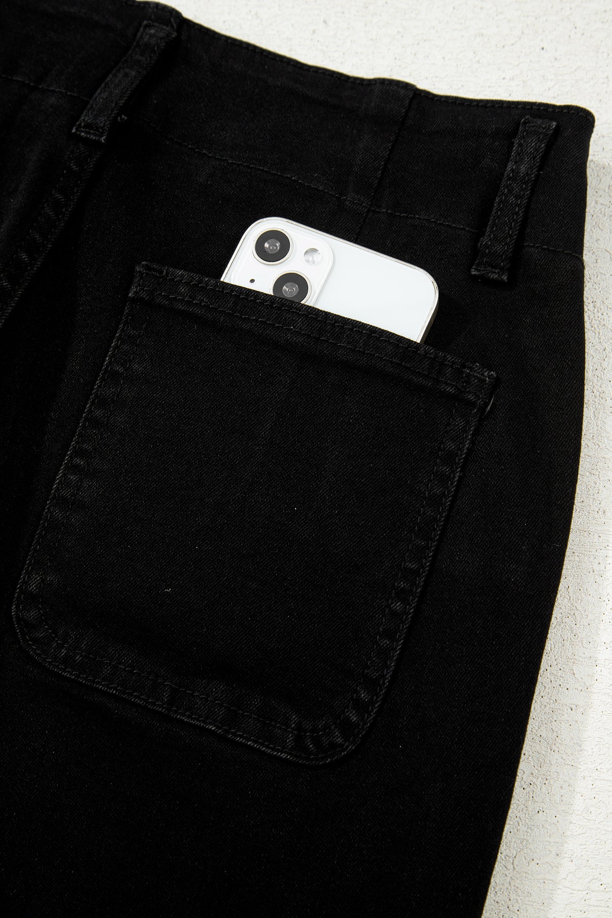Abby (Black) High-Rise Double Button Denim Jeans