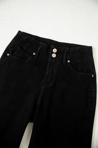 Abby (Black) High-Rise Double Button Denim Jeans