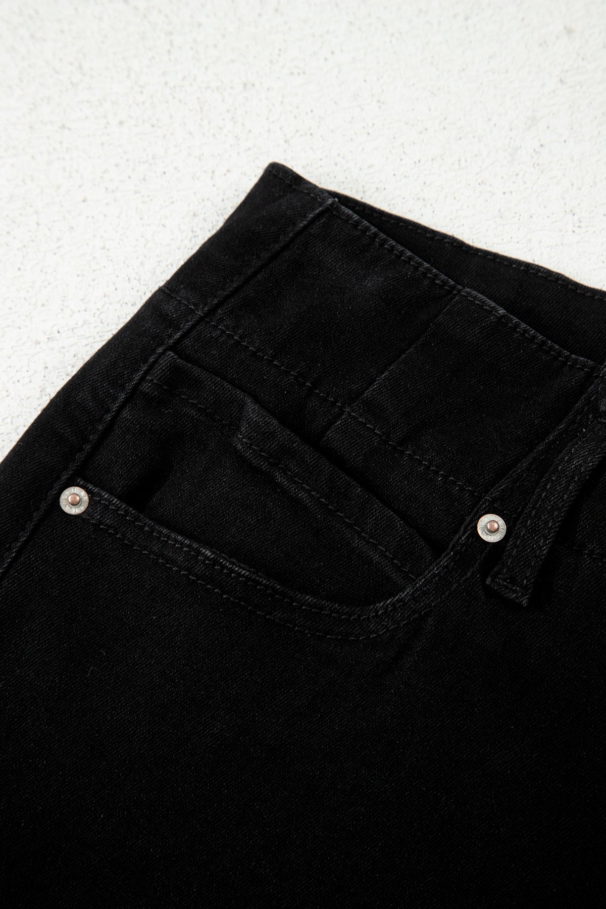 Abby (Black) High-Rise Double Button Denim Jeans