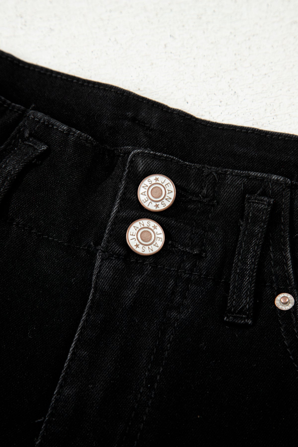 Abby (Black) High-Rise Double Button Denim Jeans