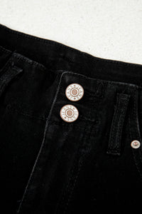 Abby (Black) High-Rise Double Button Denim Jeans